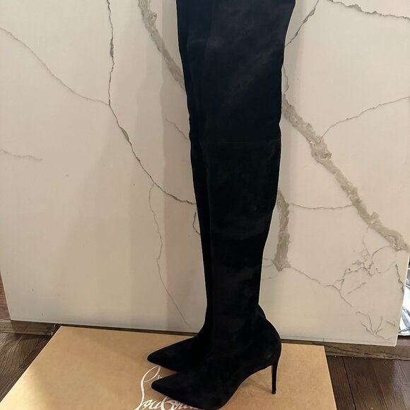 Christian Louboutin KATE BOTTA ALTA 85 Suede Over Knee Thigh High Boots - Picture 5 of 15